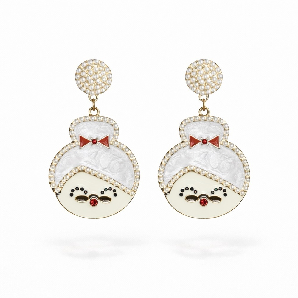 Elegant Pearl and Red Bow Earrings